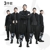 加肥加大外套 中国风男装 男禅修服大码 套装 左杜改良汉服男胖子唐装