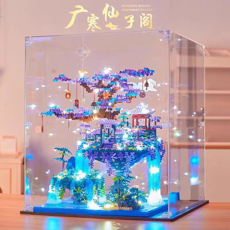 仙子阁樱花树屋桃花潭创意摆件古风建筑微颗粒高难度积木玩具礼物