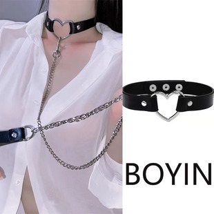 2025皮带项圈编绳成人颈链颈带颈环choker牵引绳项链锁骨链颈圈女