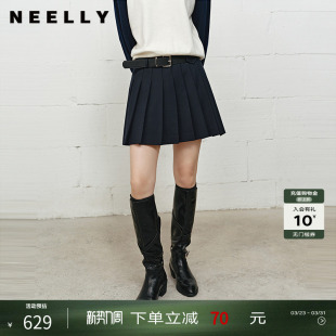 高腰显瘦百褶裙女学院风时髦百搭短裙 新款 NEELLY纳俪商场同款 冬季