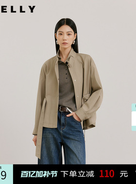NEELLY纳俪商场同款春季新款时尚休闲廓形短风衣女利落简约外套