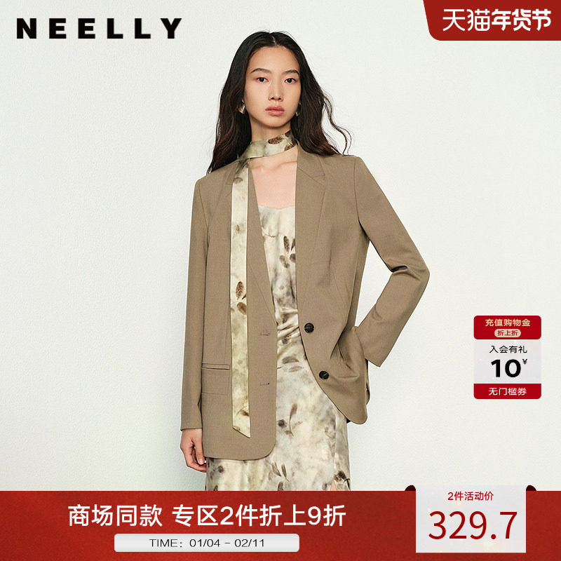 NEELLY纳俪商场同款秋冬新款休闲百搭西装外套女廓形显瘦上衣