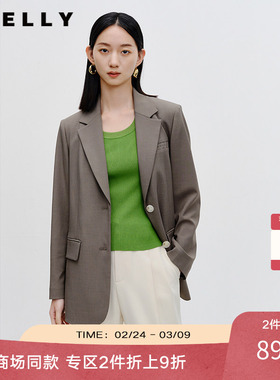 NEELLY纳俪商场同款西装外套女气质翻驳领正肩职业通勤西服上衣