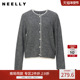 NEELLY纳俪商场同款 女亲肤休闲上衣 精致毛边圆领针织衫 春新款 时尚