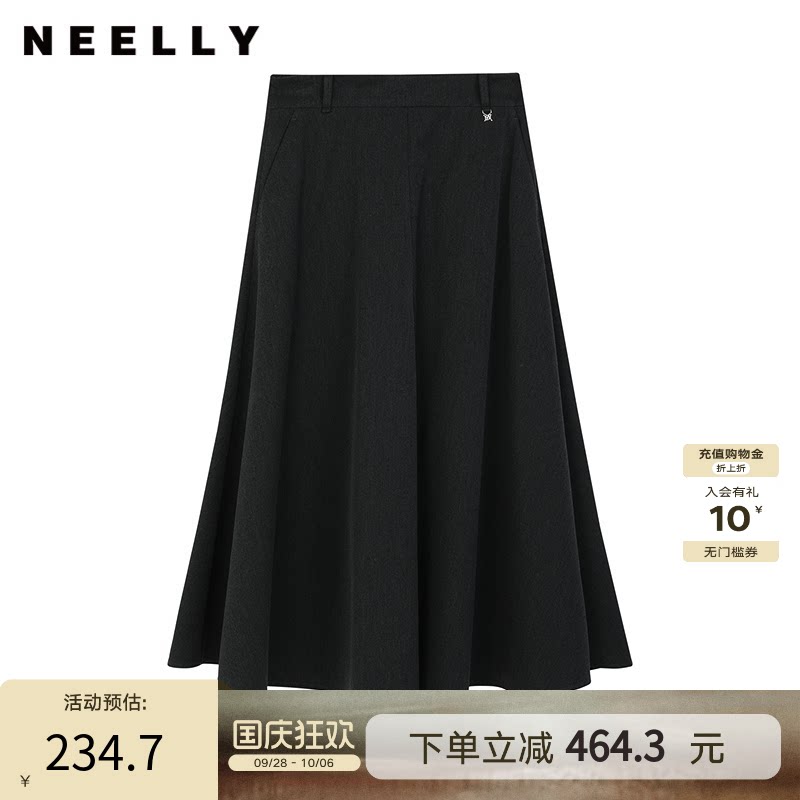NEELLY纳俪商场同款冬新款简约显瘦优雅半身裙女百搭时尚中长裙