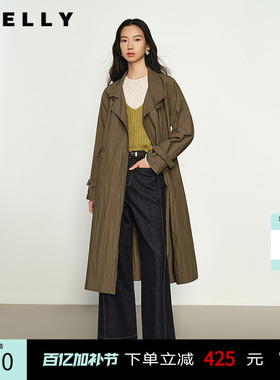 NEELLY纳俪商场同款春秋新款通勤简约风休闲廓形风衣女宽松外套