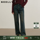 女小个子休闲牛仔裤 复古做旧直筒长裤 冬新款 NEELLY纳俪商场同款