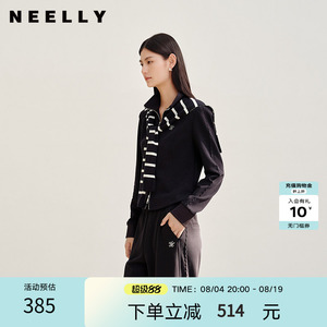 NEELLY纳俪商场同款春秋新款休闲运动风披肩卫衣外套女显瘦上衣