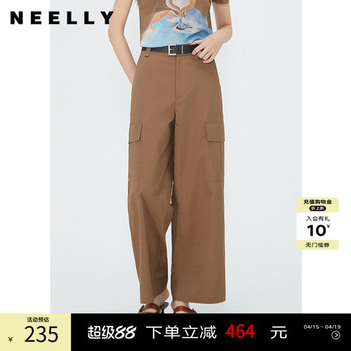 纳俪高腰复古工装长裤休闲裤