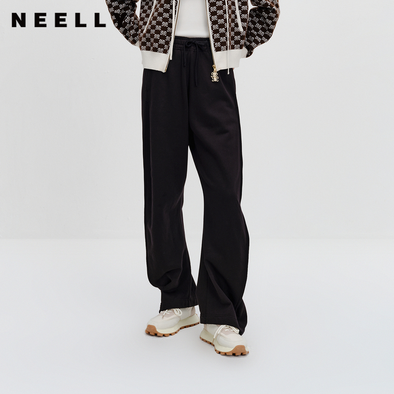 NEELLY纳俪商场同款直筒休闲裤秋新款宽松拖地阔腿卫裤香蕉裤女