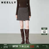 复古百搭格纹短裙女慵懒显瘦A字裙 新款 NEELLY纳俪商场同款 春季