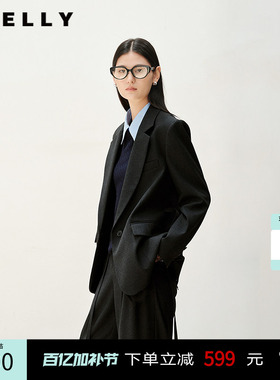 NEELLY纳俪商场同款春秋新款极简随性短外套女百搭高知西装外套