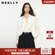 秋冬新款 立体装 饰花朵长袖 NEELLY纳俪商场同款 衬衫 女纯色衬衣通勤