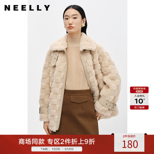 仿皮草外套大衣女中长款 新款 显瘦小个子潮 冬季 NEELLY纳俪商场同款