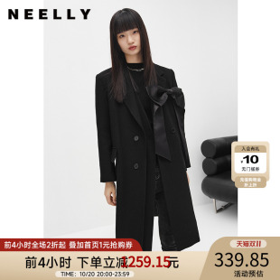 含羊毛大衣百搭修身 NEELLY纳俪商场同款 毛呢外套女中长款 新款 冬季