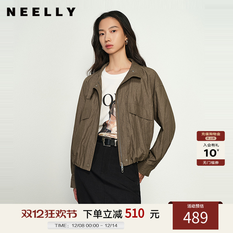 NEELLY纳俪商场同款秋冬新款简约宽松短外套女通勤百搭上衣