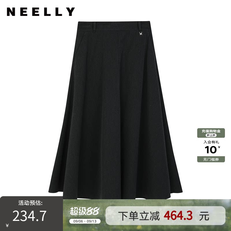 NEELLY纳俪商场同款冬新款简约显瘦优雅半身裙女百搭时尚中长裙
