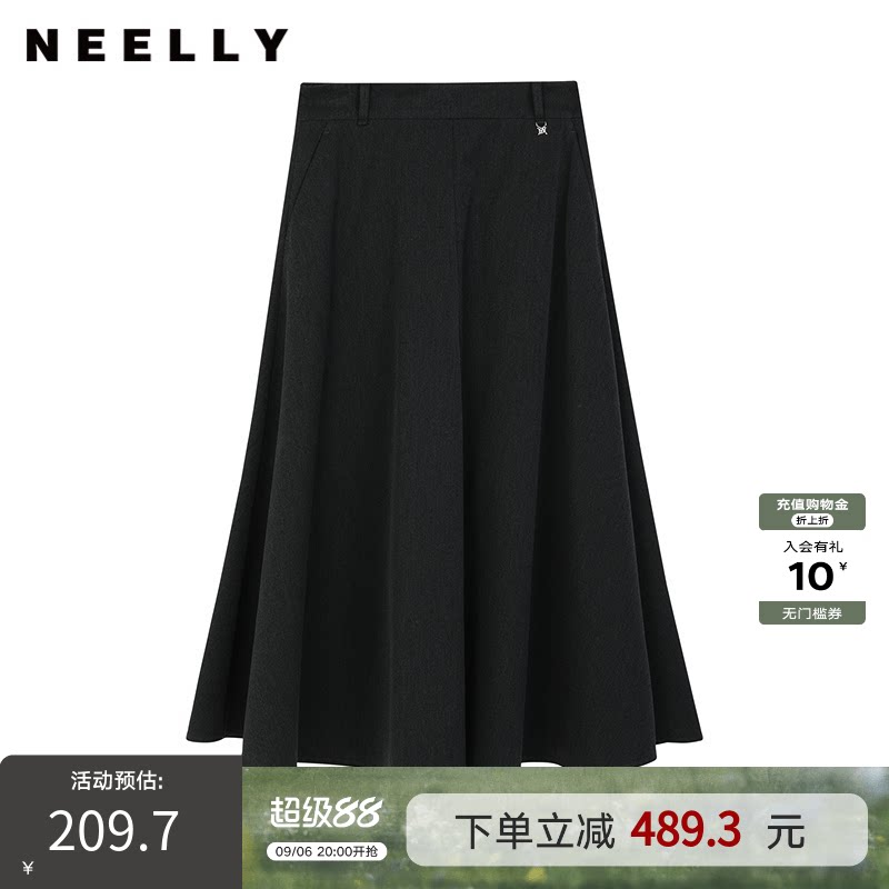 NEELLY纳俪商场同款冬新款简约显瘦优雅半身裙女百搭时尚中长裙