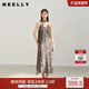 复古豹纹潮流吊带连衣裙女个性 NEELLY纳俪商场同款 秋新款 百搭长裙