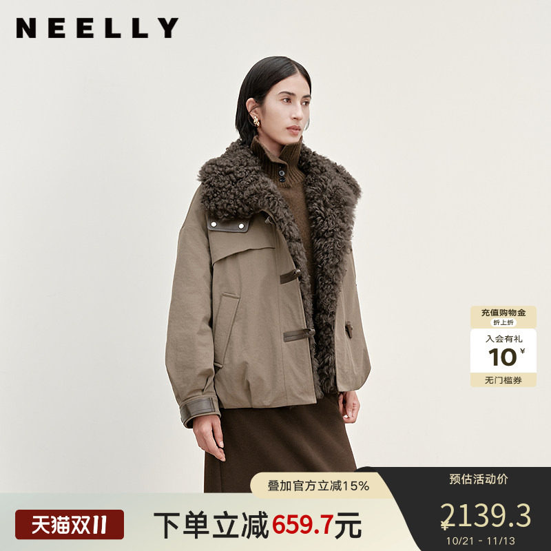 NEELLY纳俪商场同款冬季新款时尚复古羽绒夹克女百搭休闲保暖外套