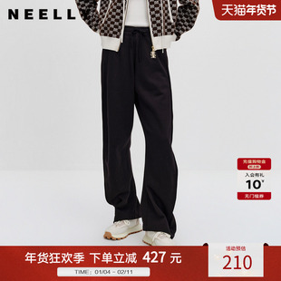 NEELLY纳俪商场同款直筒休闲裤秋新款宽松拖地阔腿卫裤香蕉裤女