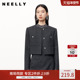 NEELLY纳俪秋冬新款 商场同款 绵羊毛混纺通勤灰色正肩短外套女