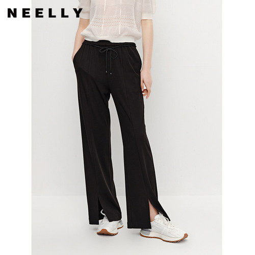 NEELLY纳俪通勤高腰开叉休闲裤