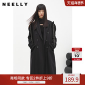 冬季 新款 毛呢外套女中长款 NEELLY纳俪商场同款 泡泡袖 双排扣大衣