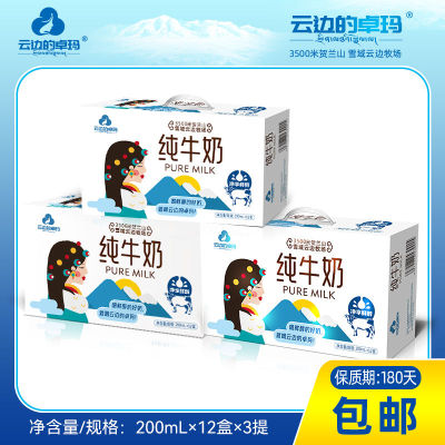 云边的卓玛纯牛奶清真原生3.3蛋白3.6蛋白纯牛奶搭配早餐