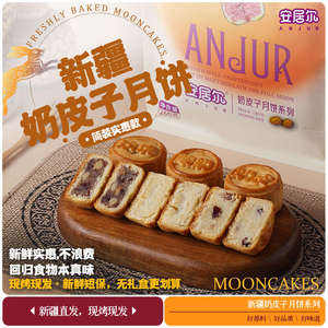 安居尔新疆奶皮子月饼260g中秋礼盒玫瑰核桃酸奶蔓越莓月饼礼盒