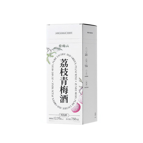 紫梅山荔枝味甜型青梅酒纯发酵果酒750ml低度酒12.5度节日伴手礼