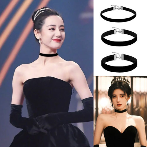 金丝绒颈圈热巴同款锁骨链项圈