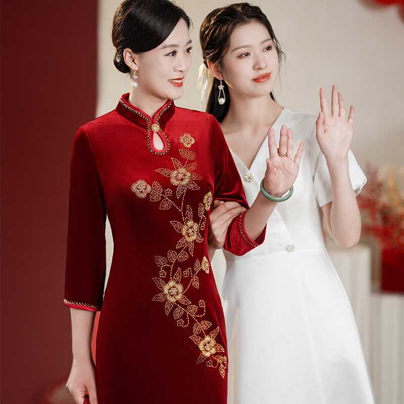 喜婆婆高端旗袍婚宴礼服2024新款