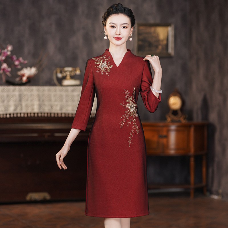 妈妈喜服喜婆婆婚宴装结婚连衣裙