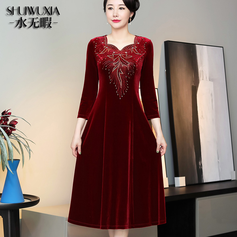 参加婚礼妈妈装婚礼服连衣裙春秋高贵显瘦结婚喜婆婆婚宴服敬酒服