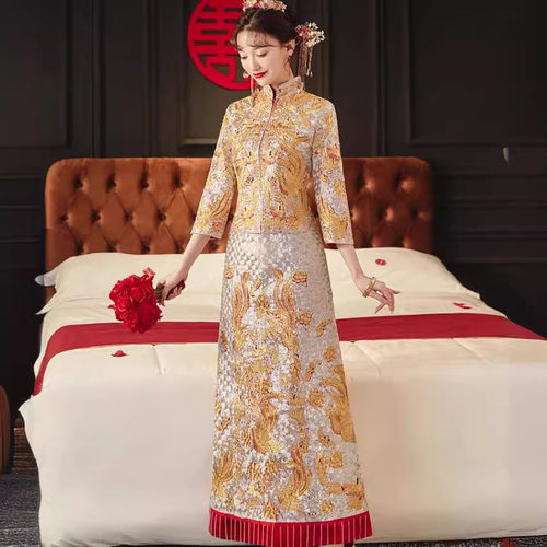 龙凤褂嫁衣2024新款新娘中式结婚秀禾服重工显瘦高端满绣褂皇褂后