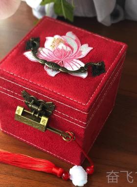 正品古风小号饰手盒墨绿色手提饰品盒镯收纳盒首品盒覆古毕业礼礼