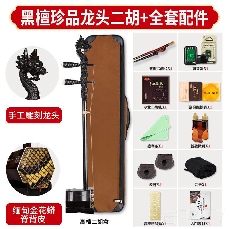 正品正堂手工雕刻龙头黑檀珍二品胡胡乐器专业演奏考级收藏音琴