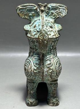 正品古董人浩办尊厅青铜酒容器摆件夫家居工艺品商务公室客古架摆