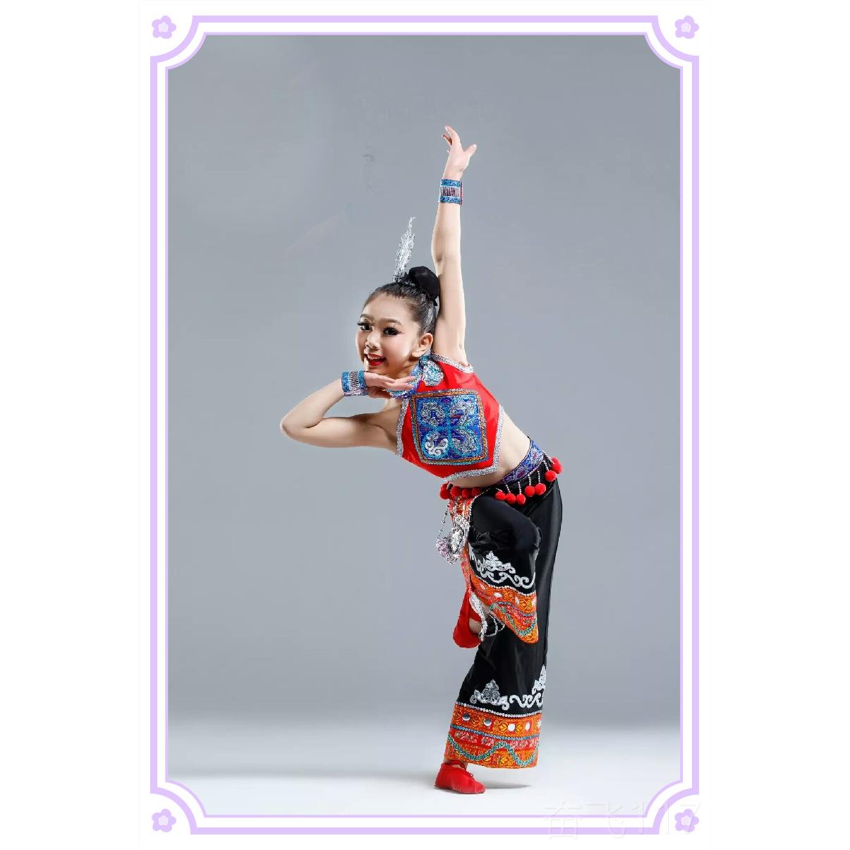 正品六蹈一儿童苗风族演出服男女童云南舞壮族土家族族少彝数民族