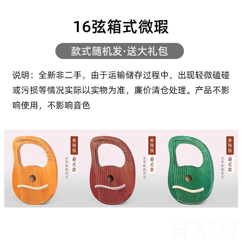 正品小琴19弦便携y式雅琴男女初学者16弦小众乐莱器2竖1弦里拉琴l
