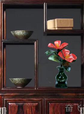 正品新中式简意约玉石花瓶厅摆件盆景轻奢客关插花创工艺礼品摆饰