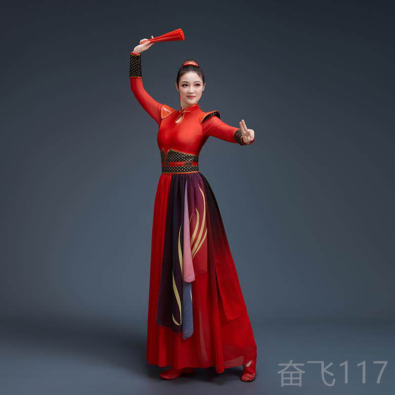 正品红色鼓乐服装，节日雄女锣鼓乐服，广场装舞服扇子服装，大气