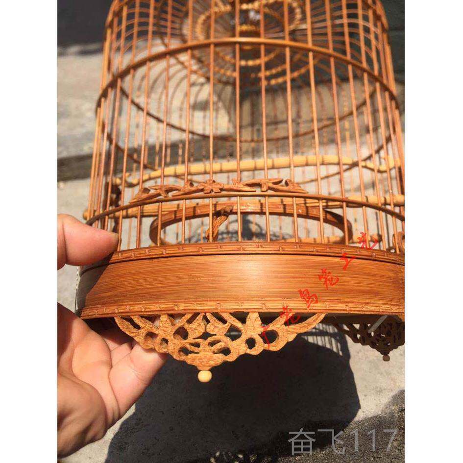 正品绣眼鸟笼老竹制小鸟笼子金青笼鸟全雕花笼笼清远竹笼鸟波广笼