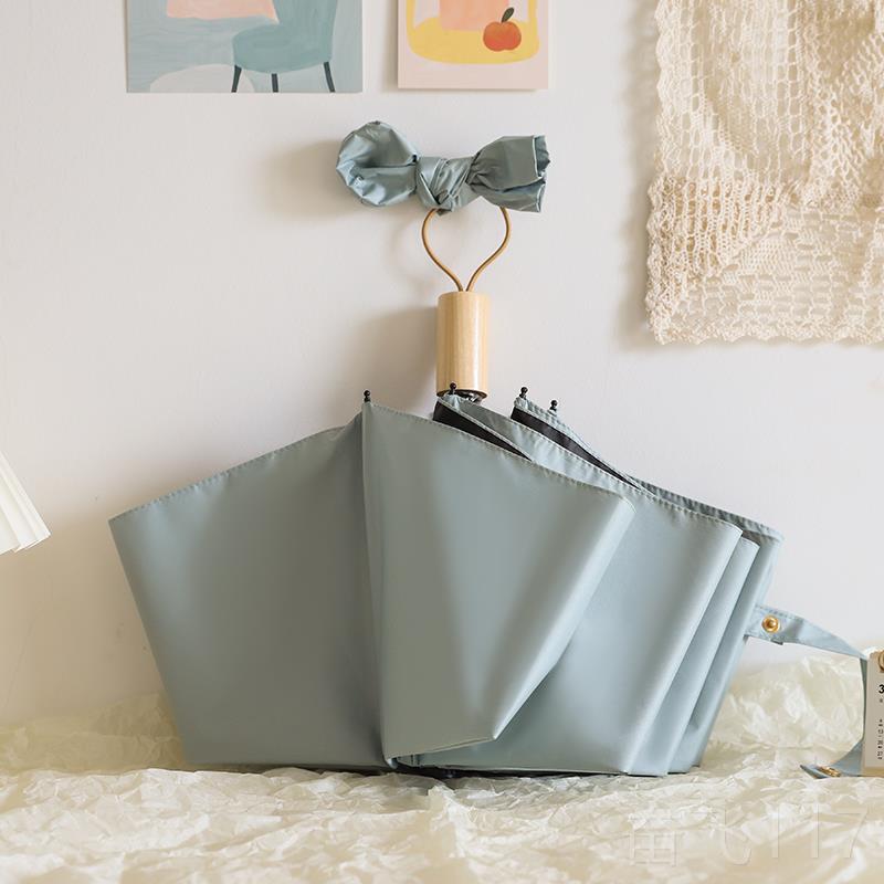 正品折叠遮阳太阳晴雨两用伞女nVs小巧可携式高颜值i晒抗U黑防胶