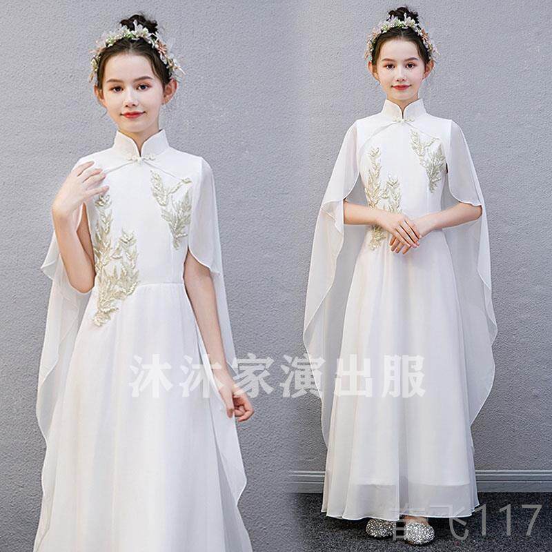 正品儿服童艺考古筝演出中国红色礼服显女瘦童大风童舞台独奏表演