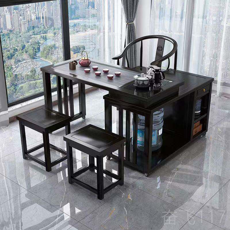 正品黑檀色木茶桌家移用小户型阳转台新中式动功夫茶几小空间实旋