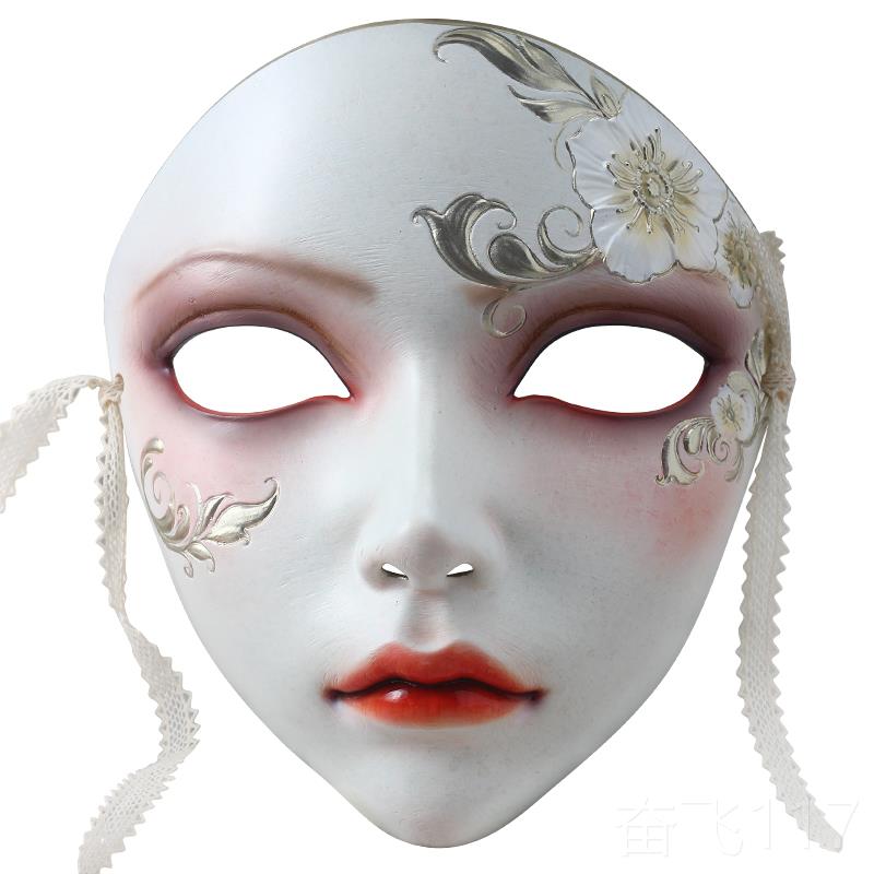 正品魂作物遮面网对红面罩品中国风派面神秘装礼扮手绘汉服全脸具