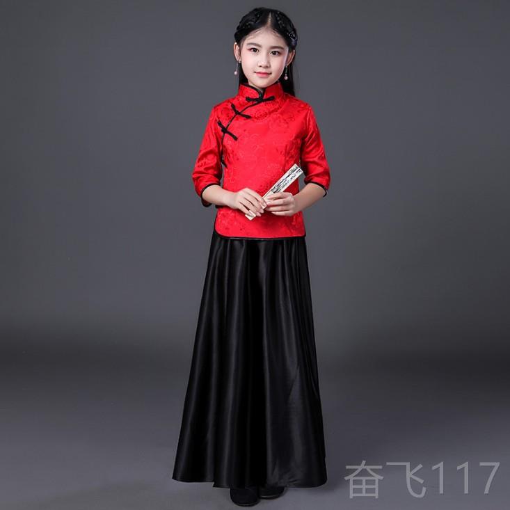 正品民国风儿童套装一班古筝演古琴琵琶舞蹈出服改六良旗袍裙女毕