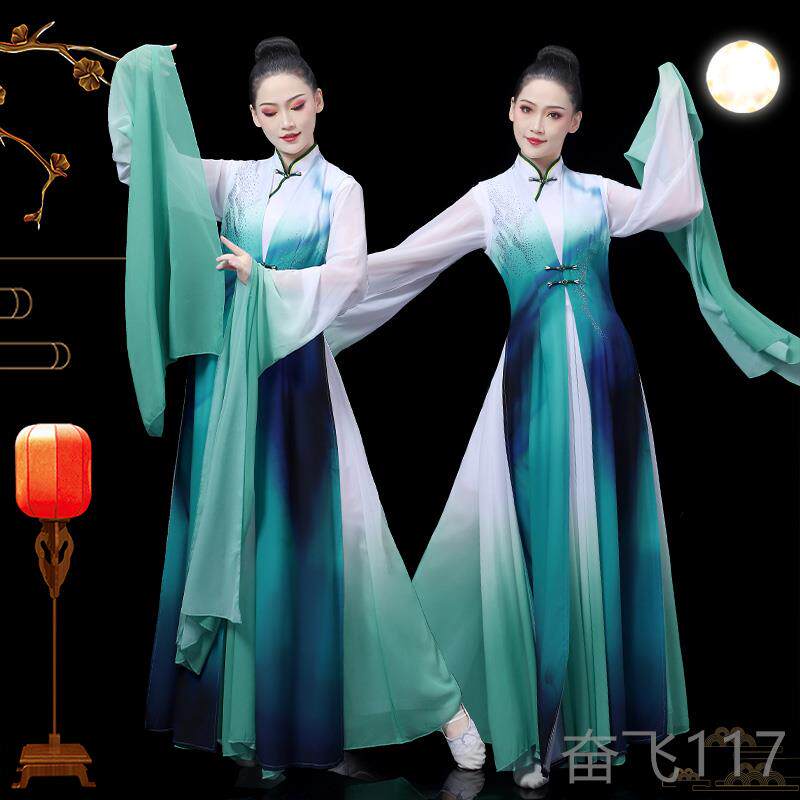 正品戏曲装女中国风水服舞袖花蹈演出服一江清水古典舞蹈服旦京剧